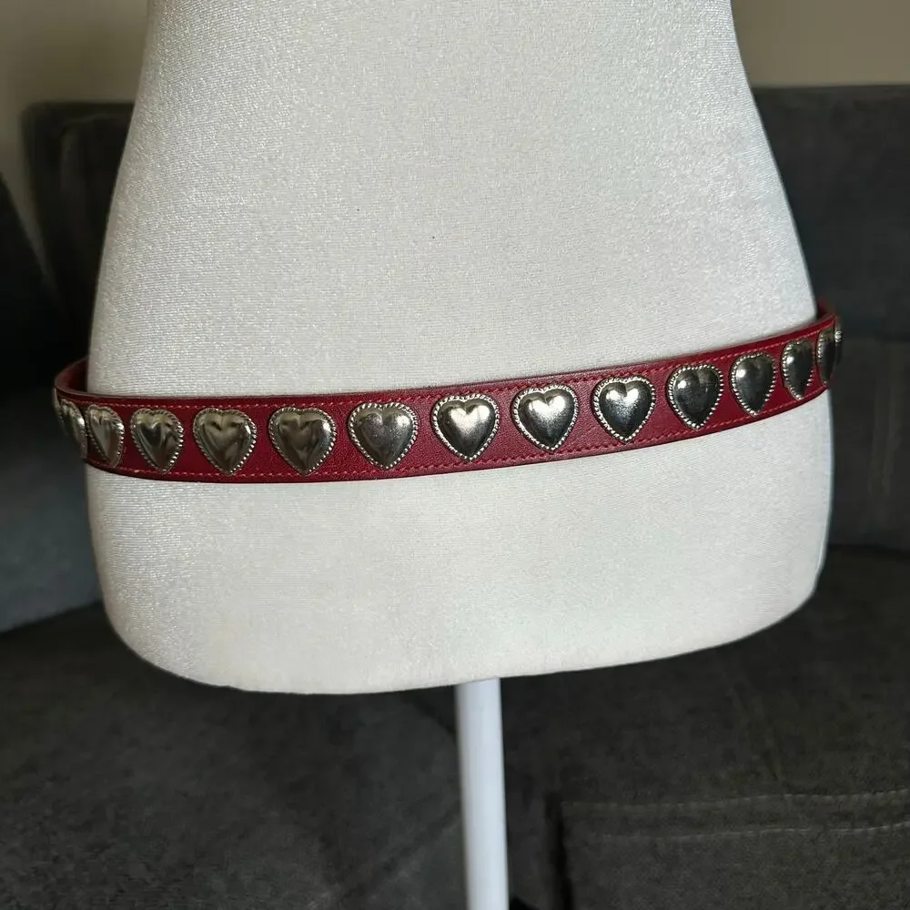 Vintage red leather with metal hearts